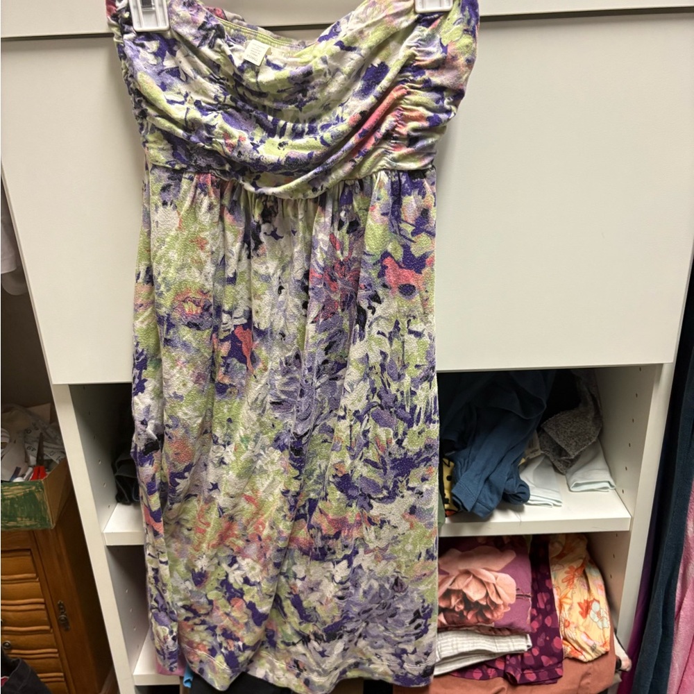 Soma Multicolor Floral ruched top dress strapless
